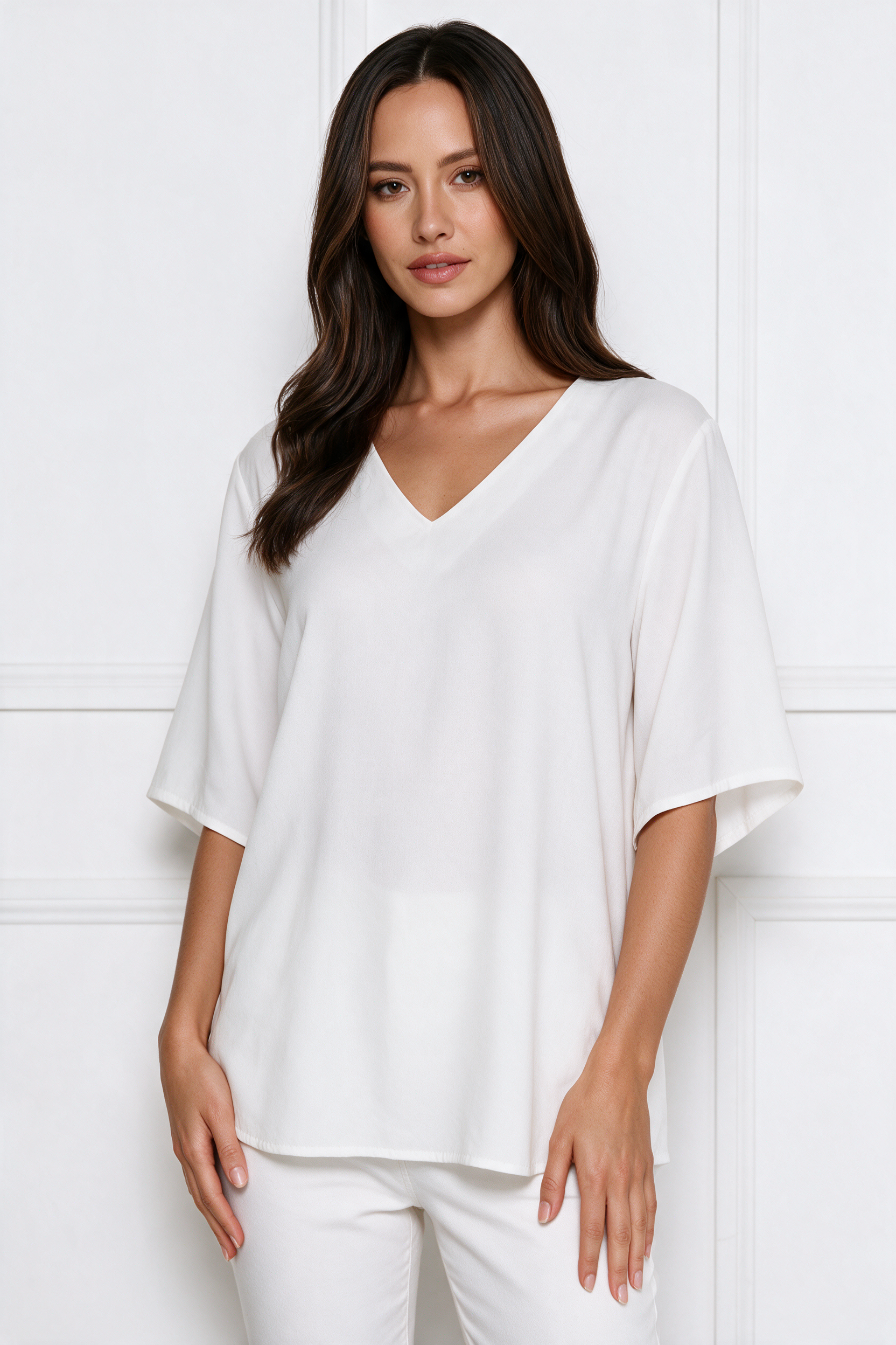 Mia chic white blouse with short sleeves – product photo 13