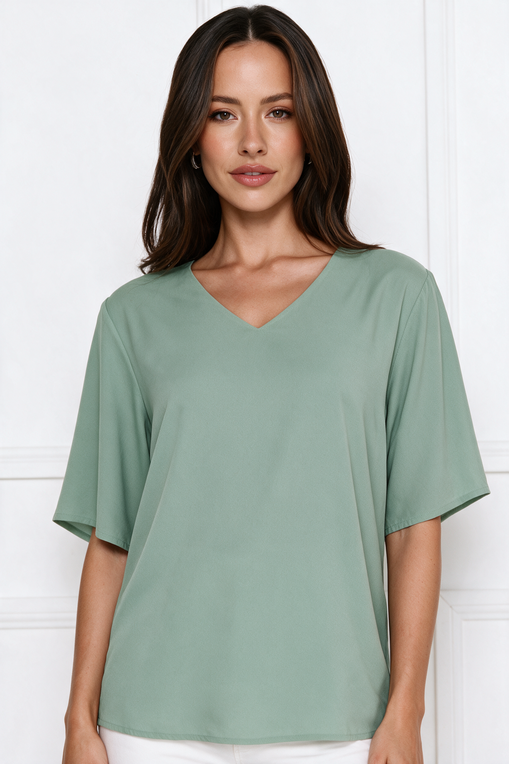 Mia | Chic White Blouse with Short Sleeves for Summer