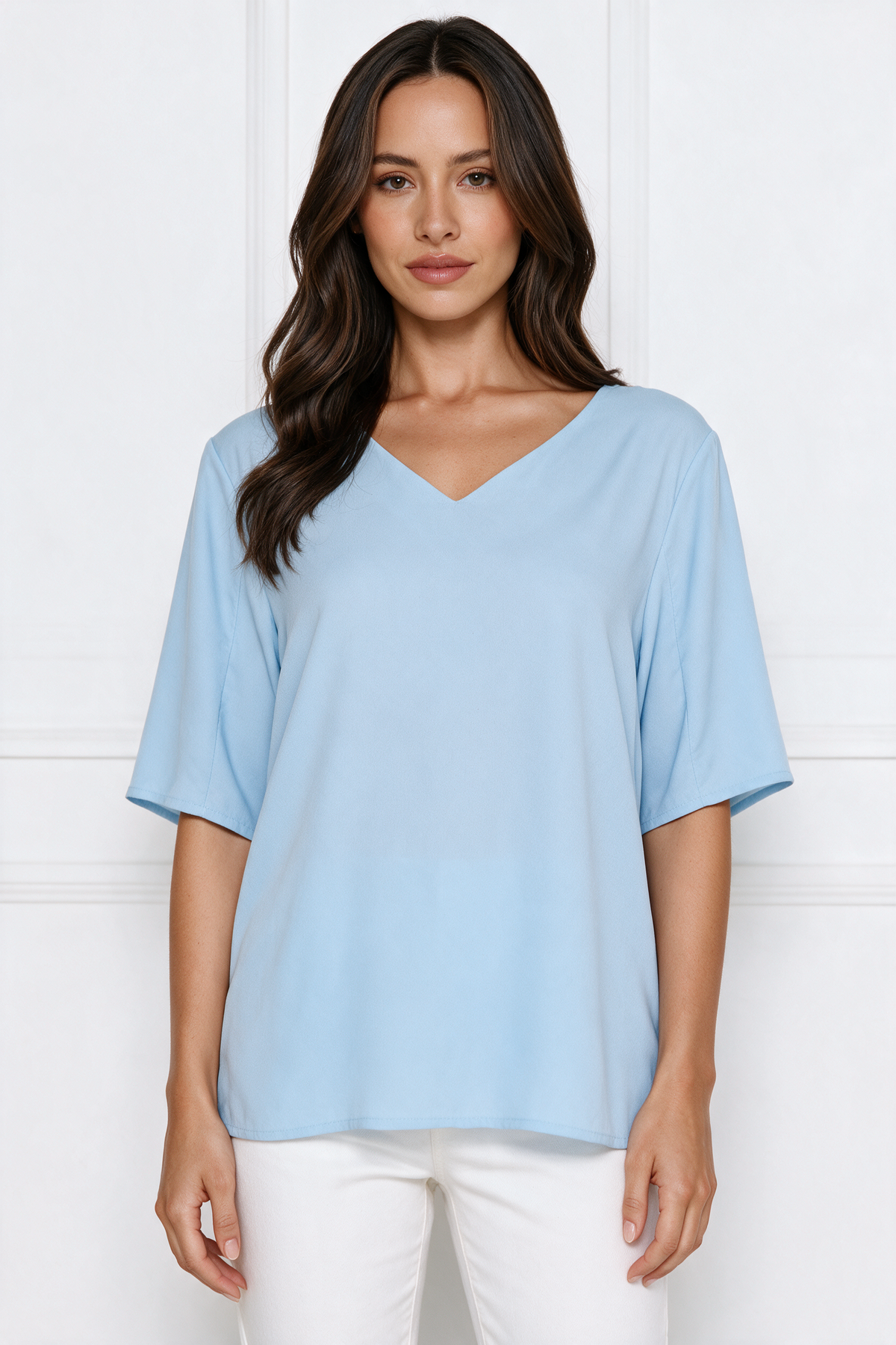 Mia chic white blouse with short sleeves – product photo 9