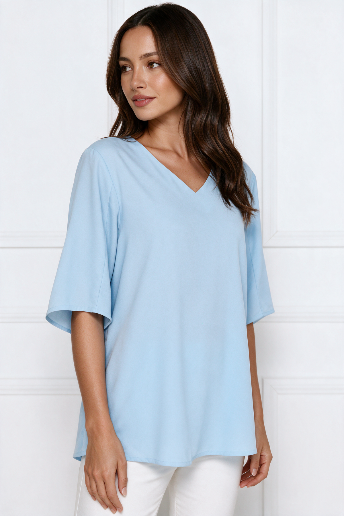 Mia chic white blouse with short sleeves – product photo 10