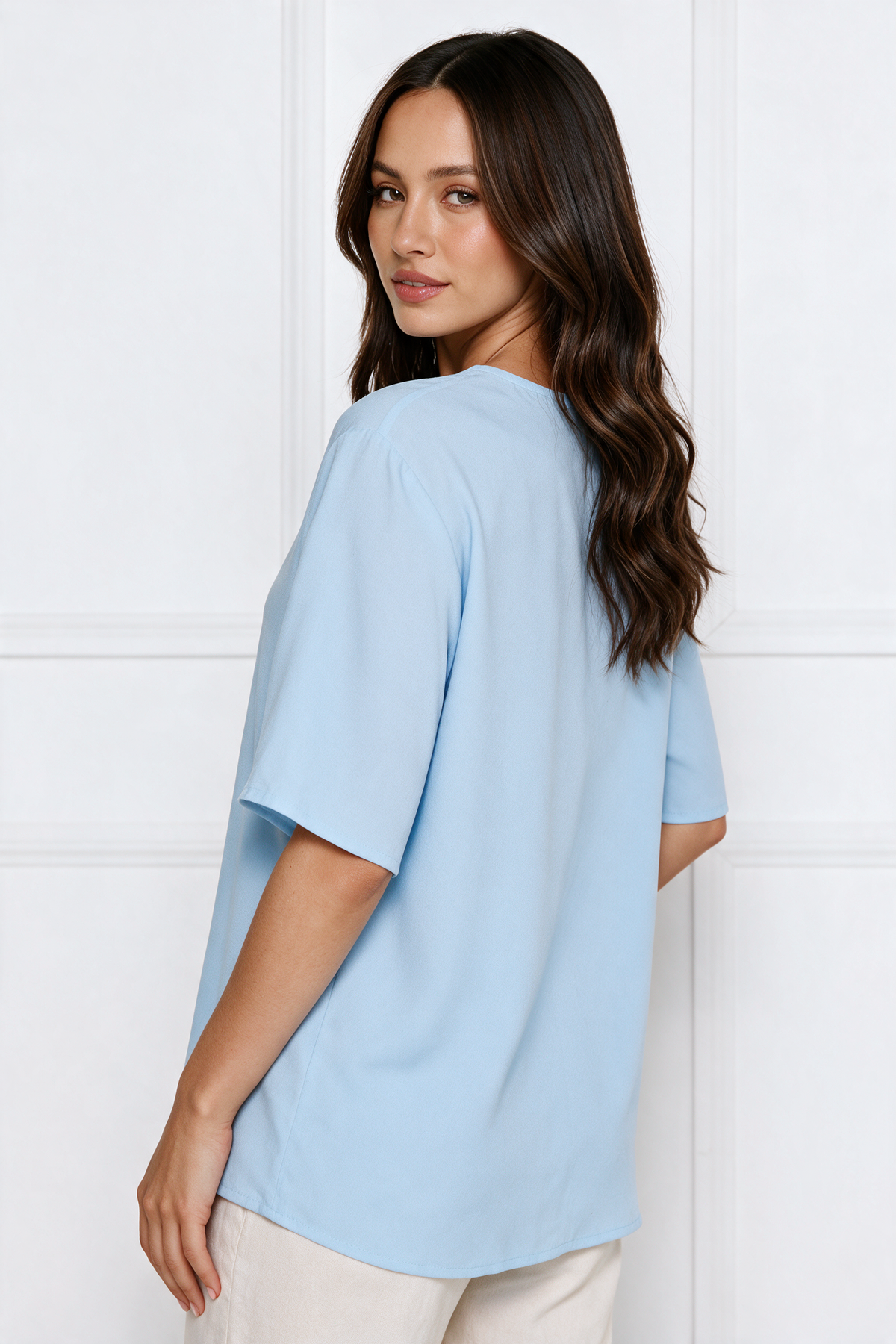 Mia chic white blouse with short sleeves – product photo 12