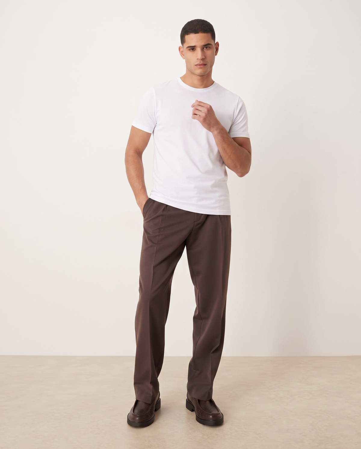 Ethan Classic Comfortable Men's T Shirt — White, full length