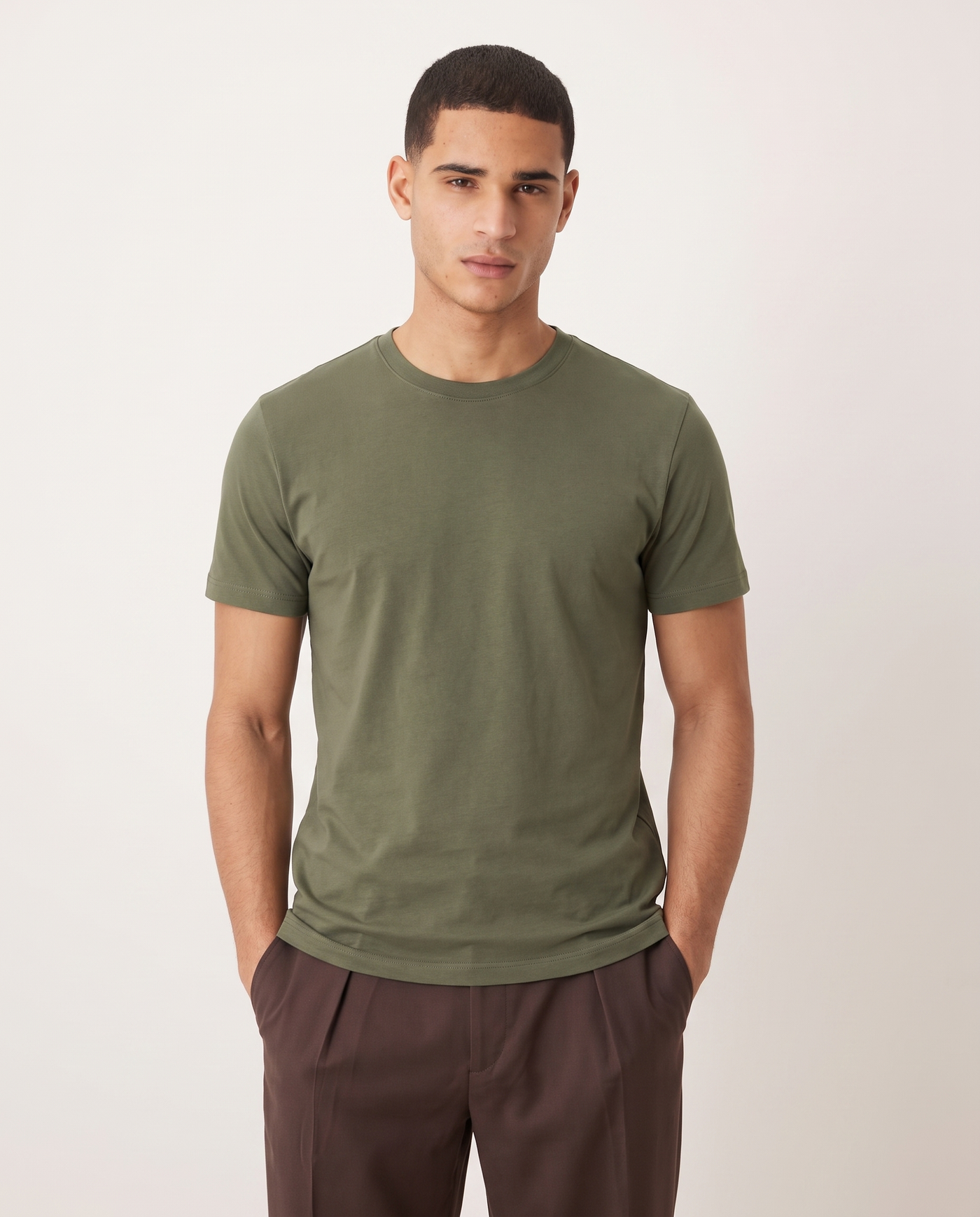 Ethan Classic Comfortable Men's T Shirt — Army Green, front