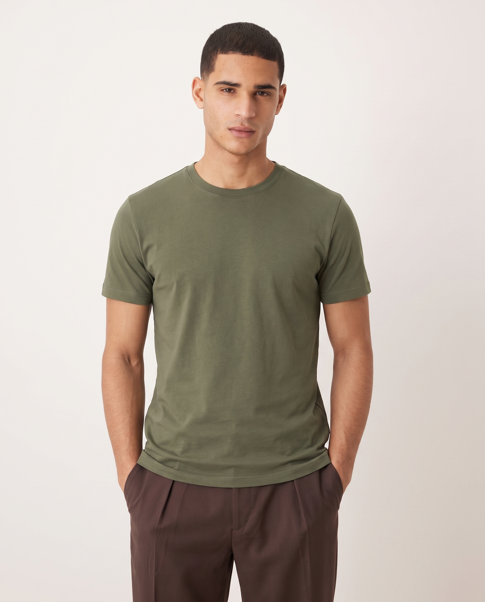 Ethan Classic Comfortable Men's T Shirt — Army Green, front