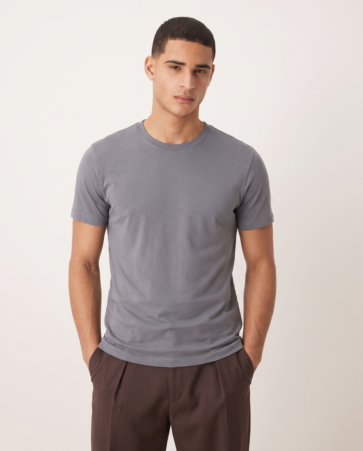 Ethan Classic Comfortable Men's T Shirt — Storm Grey, front