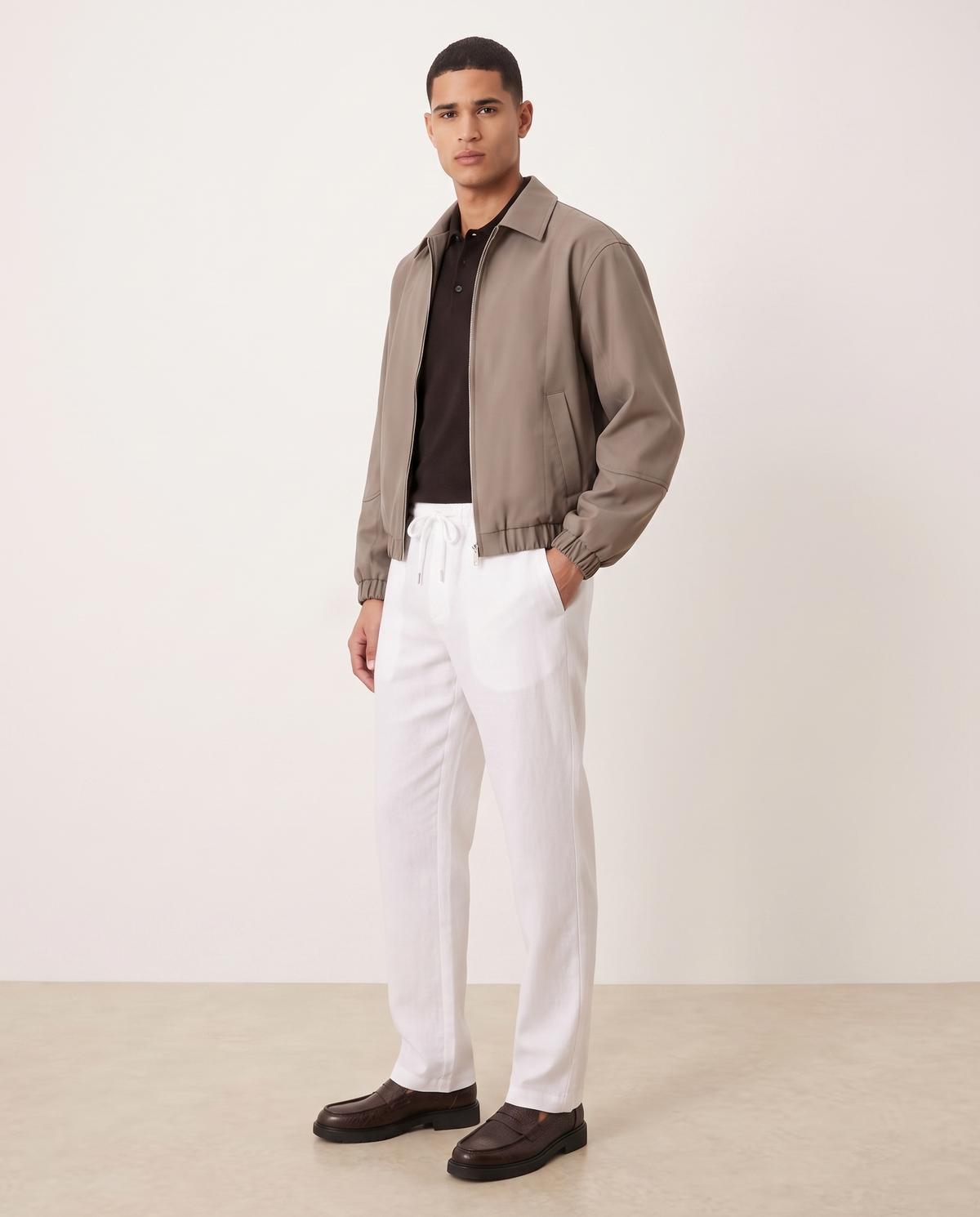 Ethan Lightweight Relaxed Casual Pants for Men — White, side