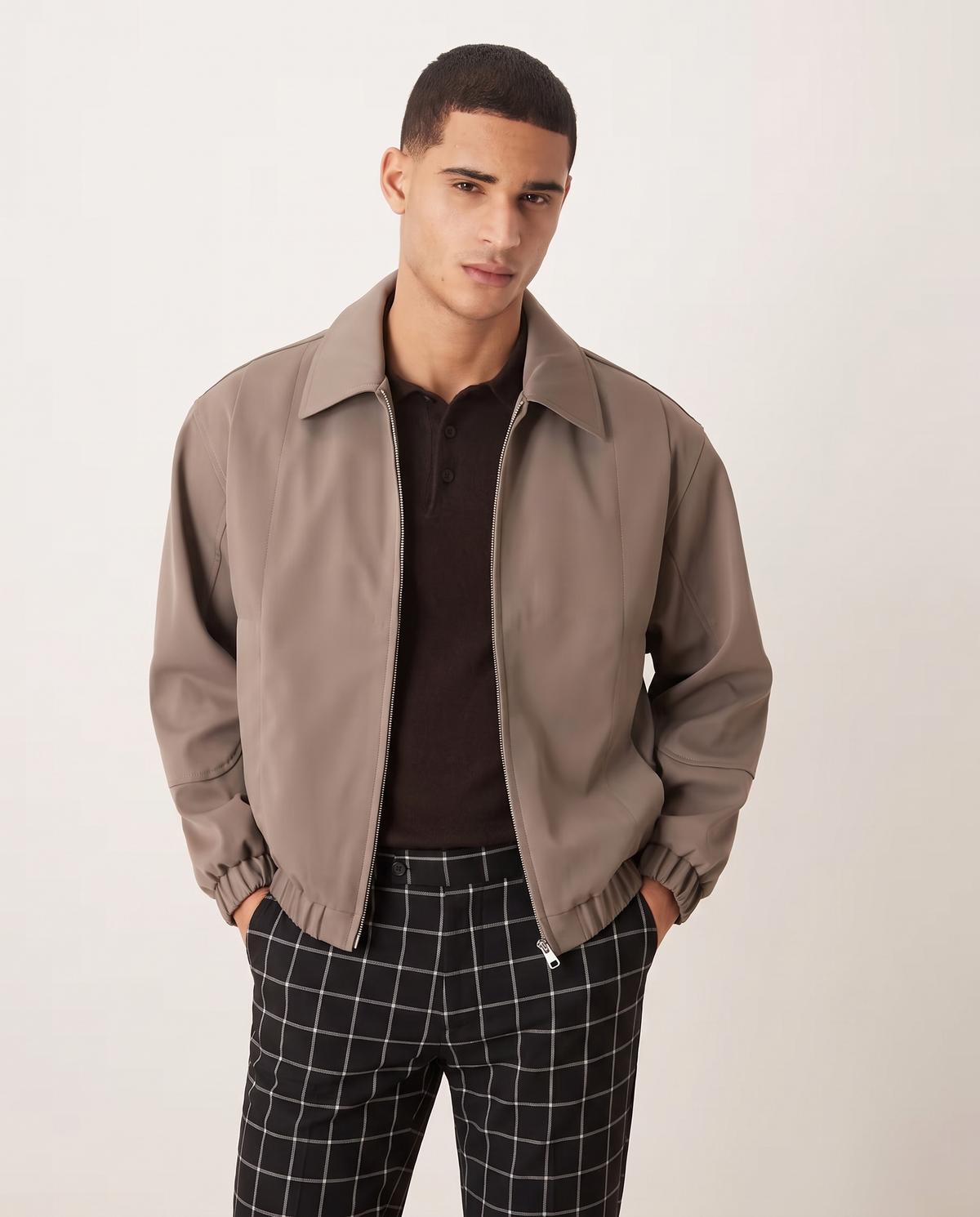 Ethan Stylish Checked Men's Pants — Black, front