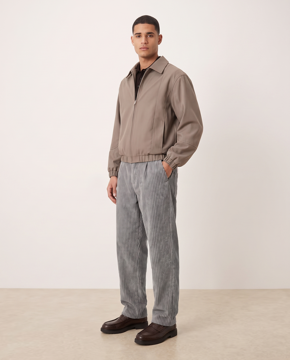 Ethan Stylish Loose-Fit Men's Chinos Trousers — Gray, side