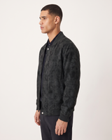 Quentin | Distressed Suede Year-Round Bomber Jacket — Black, side