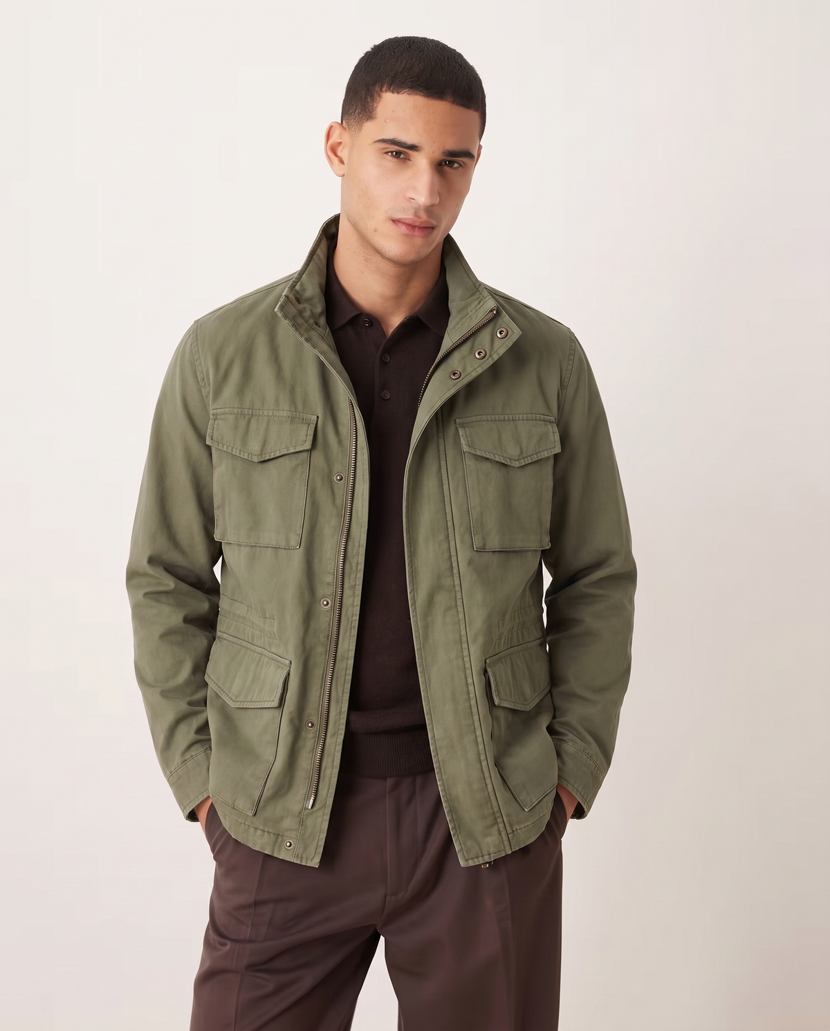 Ethan | Durable Casual Utility Men's Jacket for Everyday Wear — Green, front