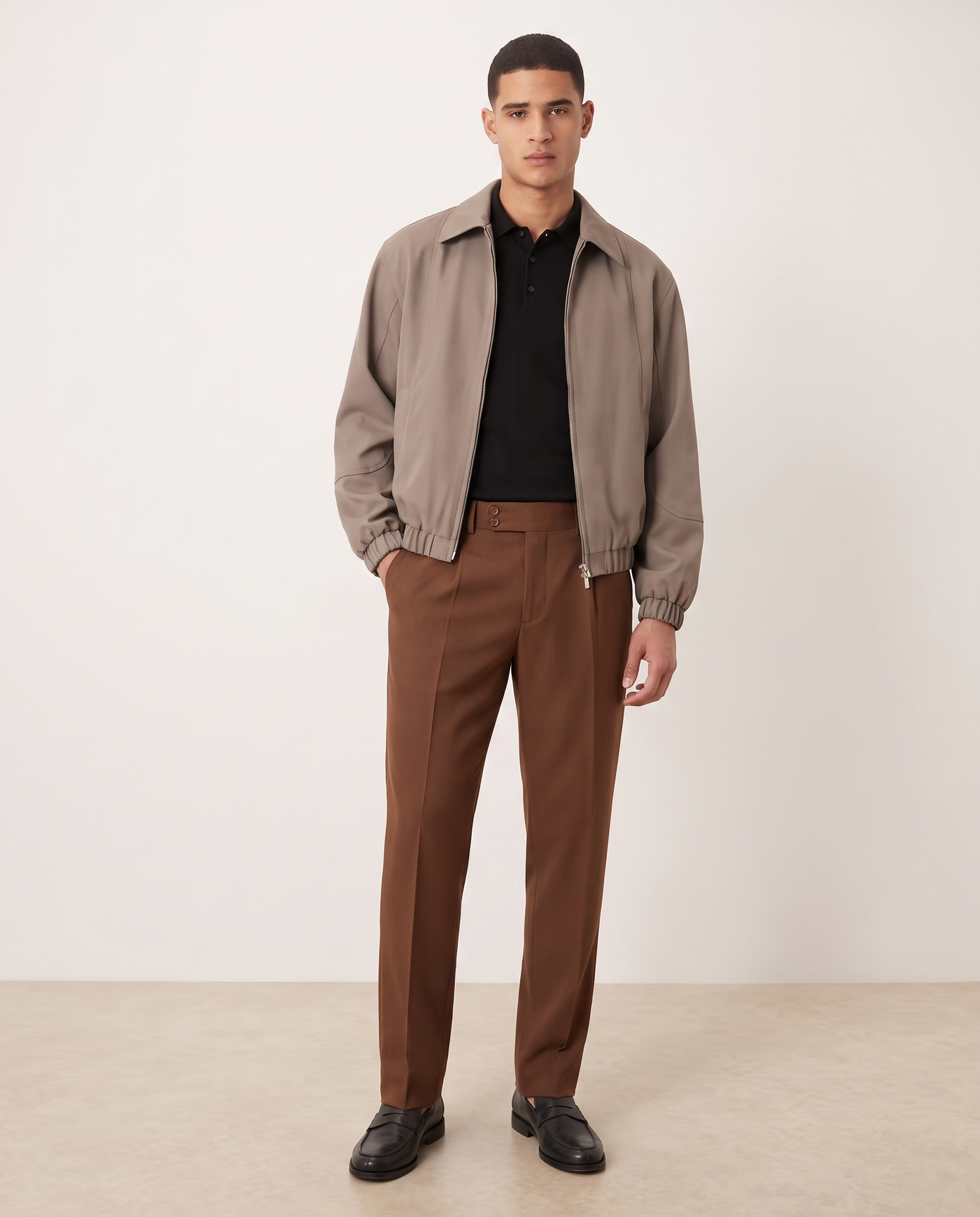 Ethan | Classic Elegant Tailored Trousers — Brown, full length