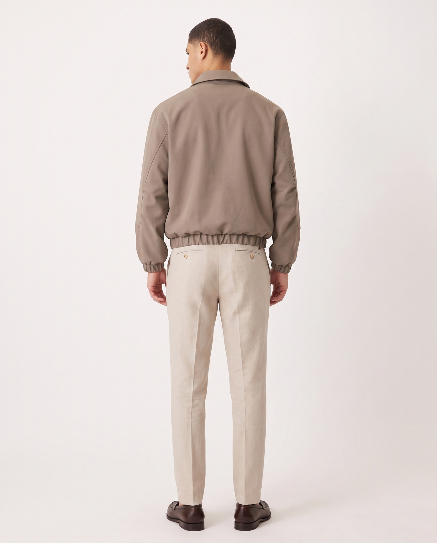 Ethan | Classic Elegant Tailored Trousers — Beige, back