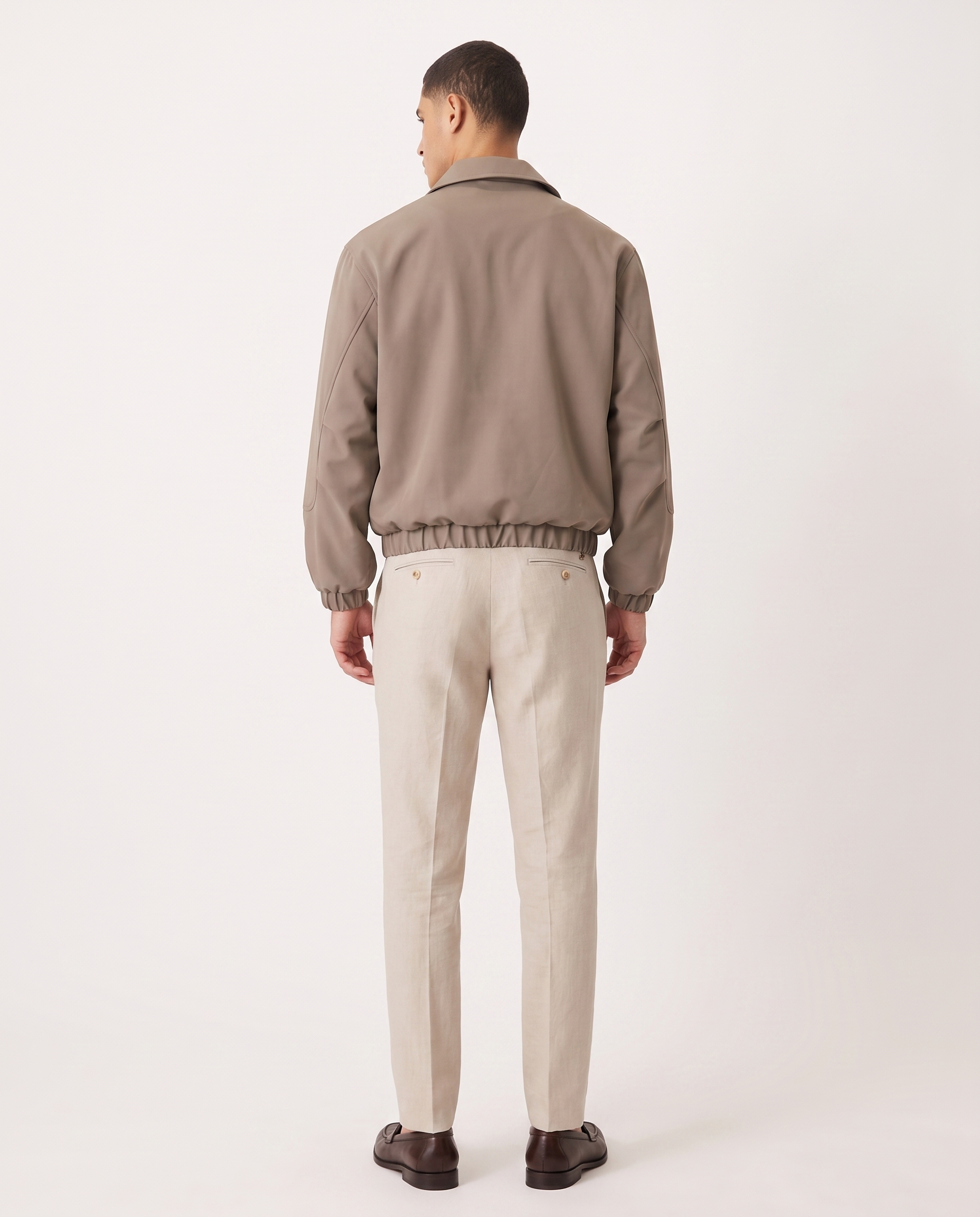 Ethan | Classic Elegant Tailored Trousers — Beige, back