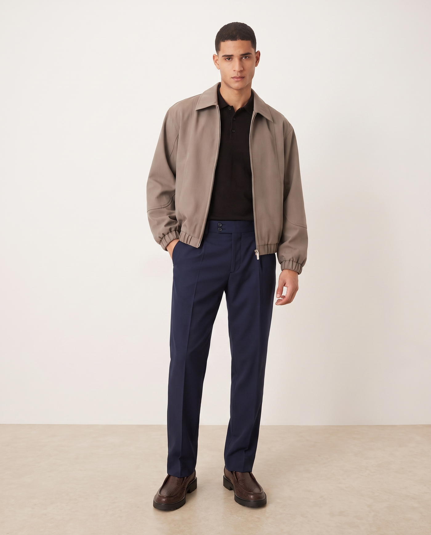 Ethan | Classic Elegant Tailored Trousers — Navy, full length