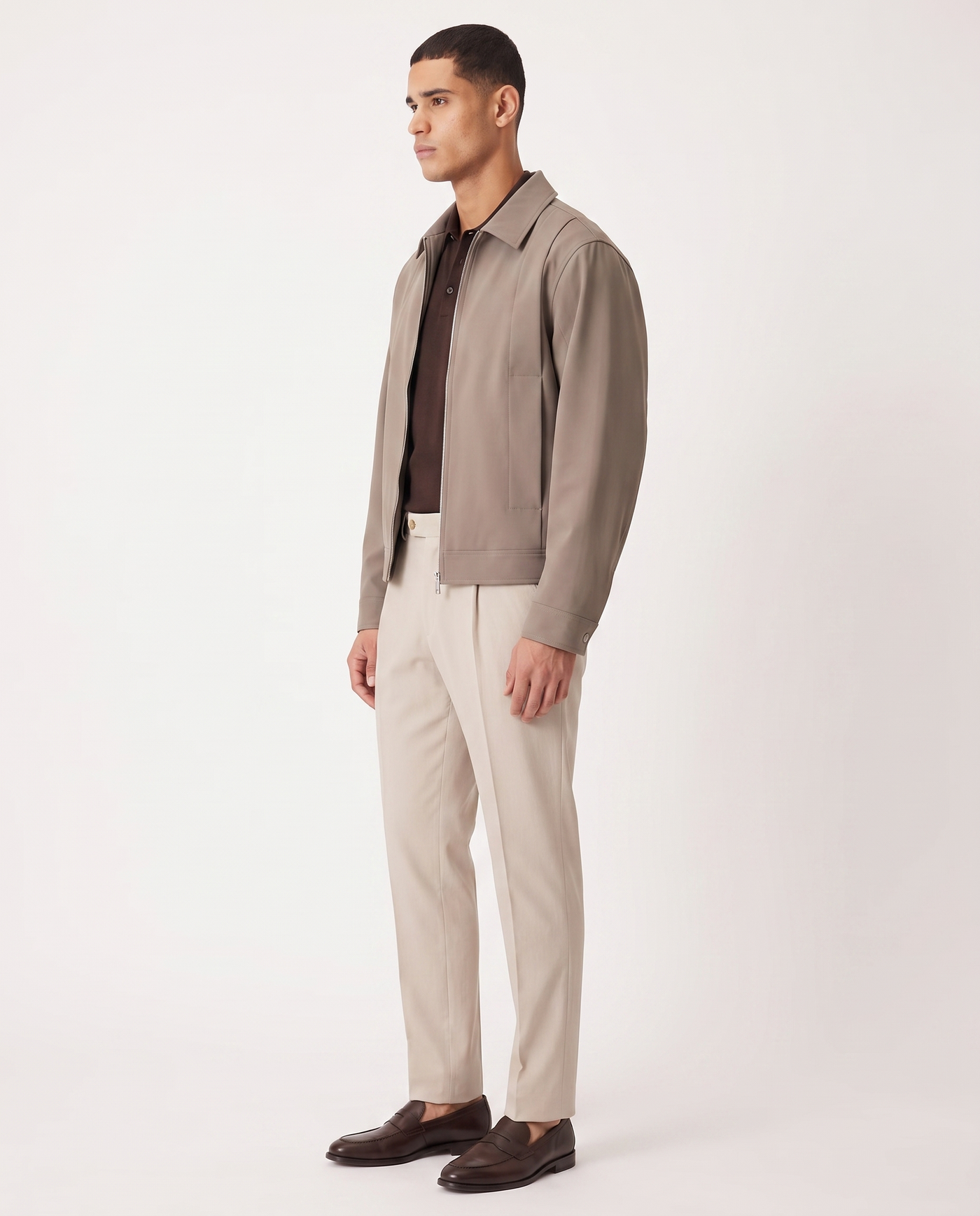 Ethan | Classic Elegant Tailored Trousers — Beige, side