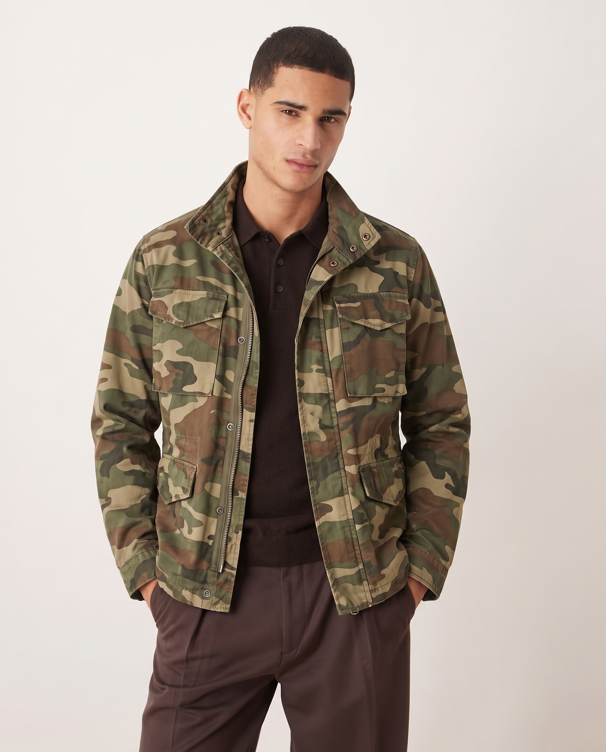 Ethan | Durable Casual Utility Men's Jacket for Everyday Wear — Camo, front