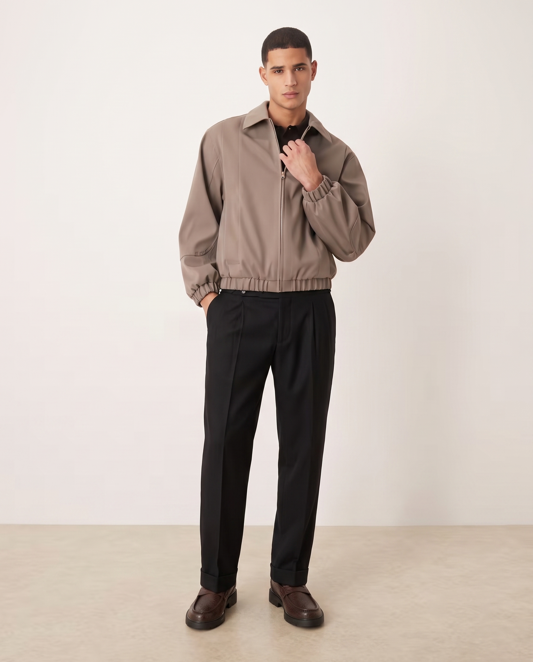 Ethan | Stylish Tailored Double Pleat Trousers — Black, full length
