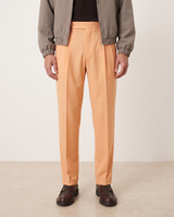 Ethan | Stylish Tailored Double Pleat Trousers — Apricot, detail