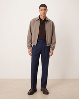 Ethan | Stylish Tailored Double Pleat Trousers — Navy, full length