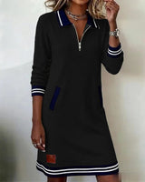 Women's Quarter-Zip Collared Sweatshirt Dress