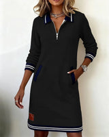 Women's Quarter-Zip Collared Sweatshirt Dress