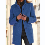 Women's Long Padded Winter Coat with Stand Collar