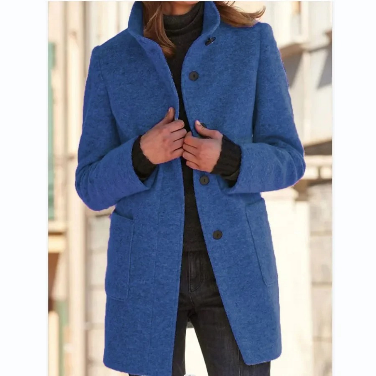 Women's Long Padded Winter Coat with Stand Collar