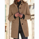 Women's Long Padded Winter Coat with Stand Collar