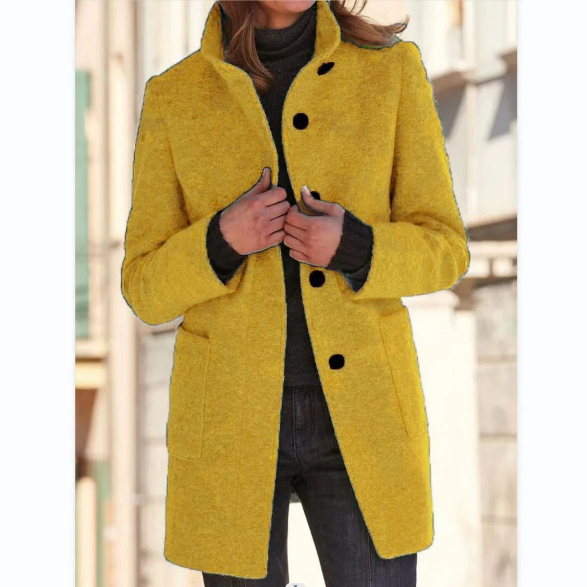 Women's Long Padded Winter Coat with Stand Collar