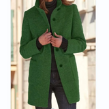 Women's Long Padded Winter Coat with Stand Collar
