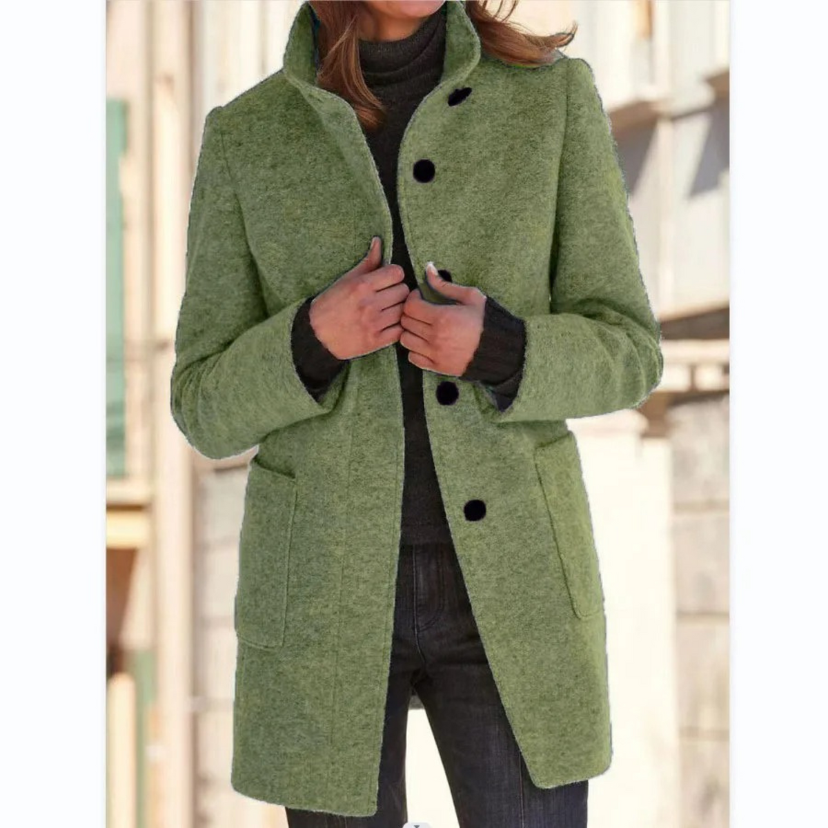 Women's Long Padded Winter Coat with Stand Collar