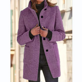 Women's Long Padded Winter Coat with Stand Collar