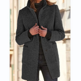 Women's Long Padded Winter Coat with Stand Collar