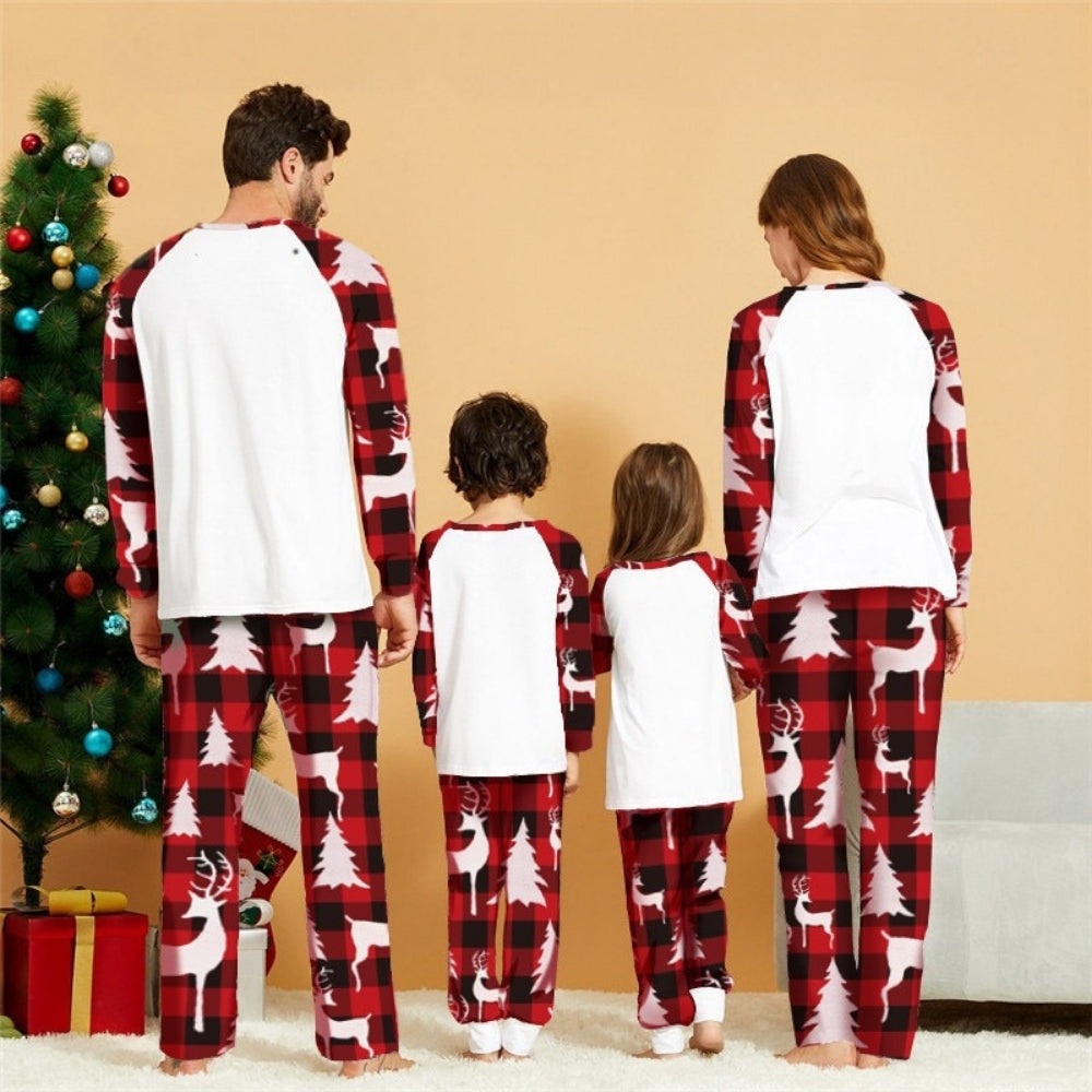 Matching Family Christmas Pajamas Plaid Reindeer Set for Adults