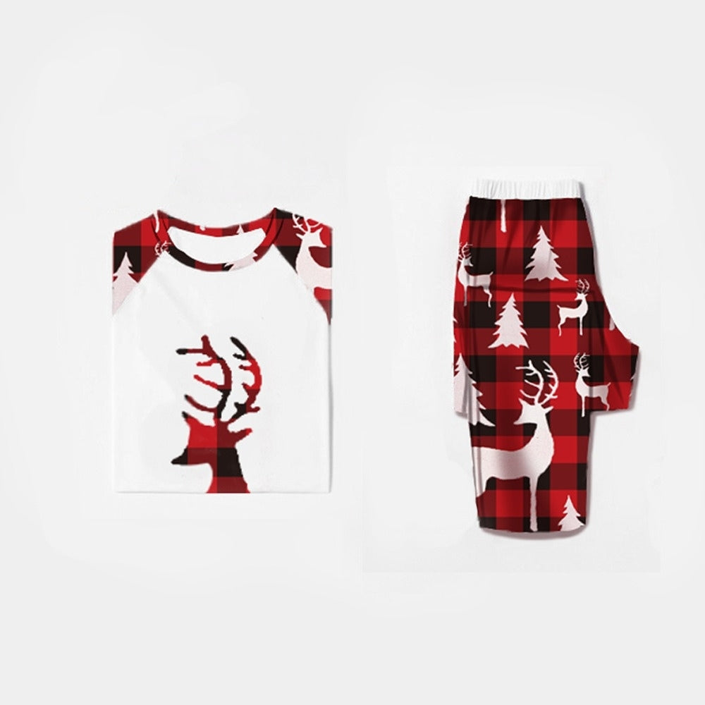 Matching Family Christmas Pajamas Plaid Reindeer Set for Adults