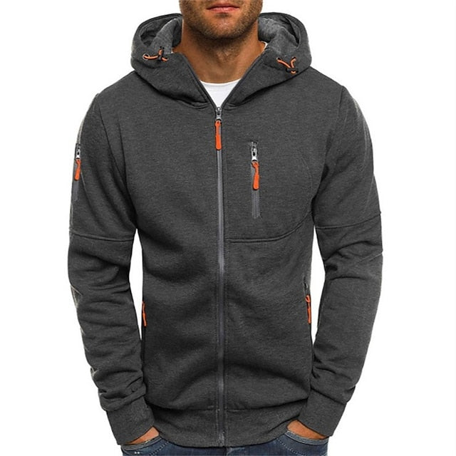 Men's Full-Zip Cotton Blend Hoodie with Zip Pockets