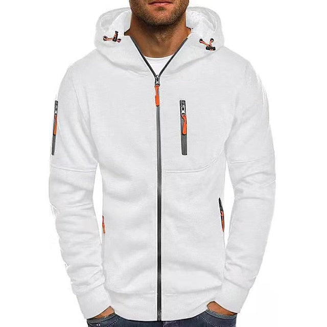 Men's Full-Zip Cotton Blend Hoodie with Zip Pockets
