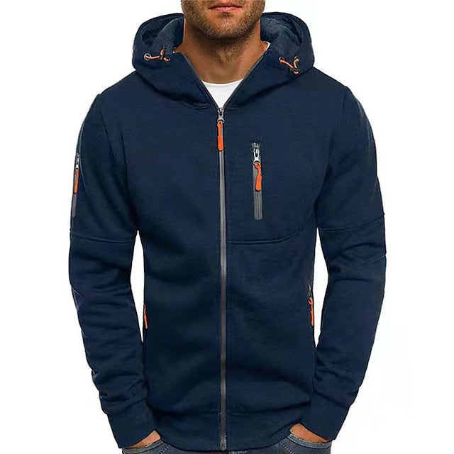 Men's Full-Zip Cotton Blend Hoodie with Zip Pockets