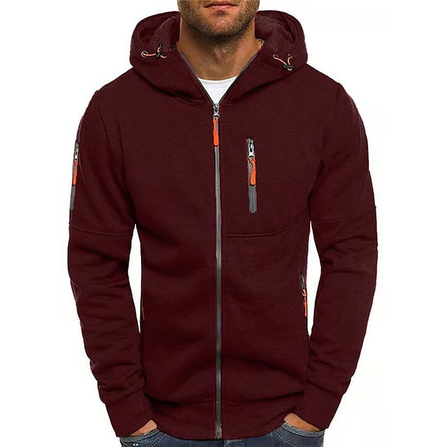 Men's Full-Zip Cotton Blend Hoodie with Zip Pockets