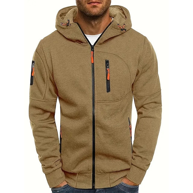 Men's Full-Zip Cotton Blend Hoodie with Zip Pockets