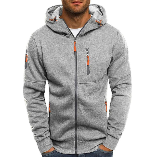 Men's Full-Zip Cotton Blend Hoodie with Zip Pockets