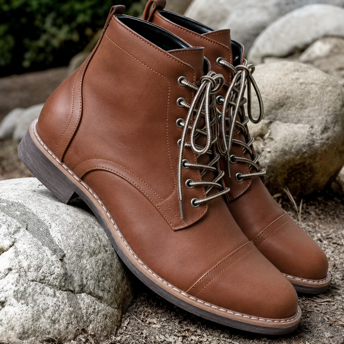 Pittsburgh Men's Cap Toe Lace-Up Ankle Boots