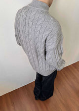 Men's Cable Knit Quarter Zip Sweater High Neck