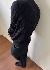 Men's Cable Knit Quarter Zip Sweater High Neck