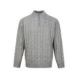 Men's Cable Knit Quarter Zip Sweater High Neck