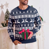 Men's Fair Isle Reindeer Christmas Sweater Crew Neck