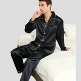 Men's Satin Pajama Set with Contrast Piping