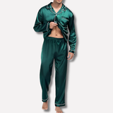 Men's Satin Pajama Set with Contrast Piping