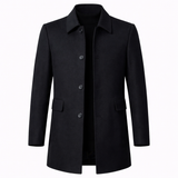 Men's Winter Wool-Blend Overcoat Single-Breasted Point Collar