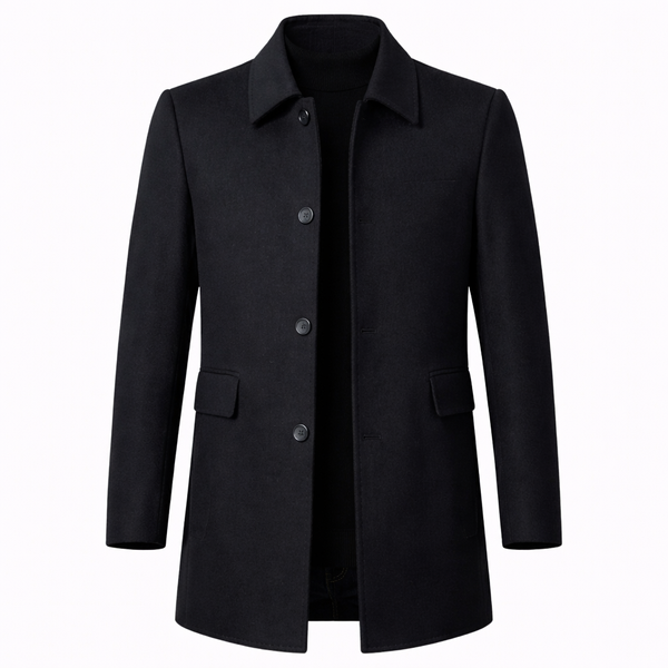 Men's Winter Wool-Blend Overcoat Single-Breasted Point Collar